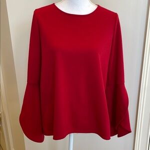 Gibson  Red Women's Blouse Top With Loose Long Sleeves